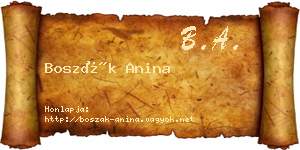Boszák Anina névjegykártya